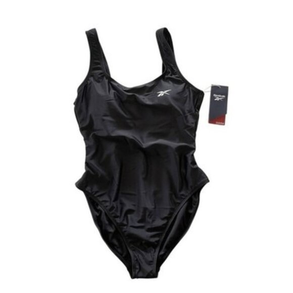 Reebok Women's Scoop-Neck Athletic One-Piece Swimsuit Black Size S NWT $62 - Picture 1 of 3
